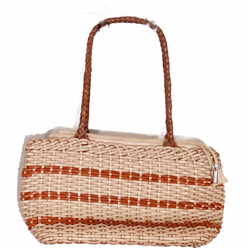 Hand Woven Genuine Leather Chic Woven Shoulder Bag in Tan and Brown